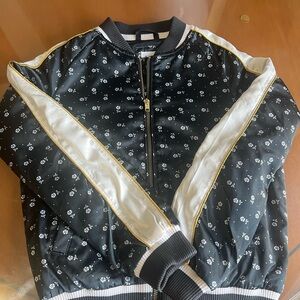 GAP Floral Bomber Girl Jacket with White Stripe